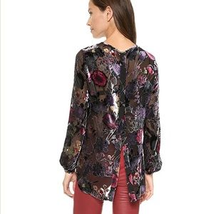 Button back burn Out Velvet Long Sleeve EUC